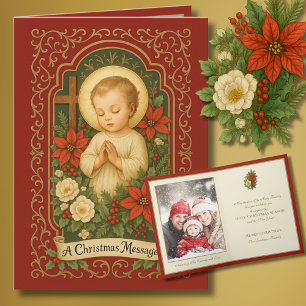 Cartes Pour Fêtes Annuelles Photo de Noël catholique de Jésus bébé 