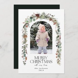 Cartes Pour Fêtes Annuelles Photo de Noël Cèdre de Berries rustique vert