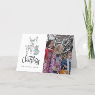 Cartes Pour Fêtes Annuelles Photo de Noël cerf d'hiver aquarelle