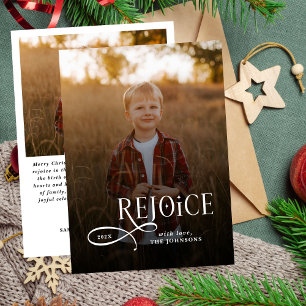Cartes Pour Fêtes Annuelles Photo de Noël chrétien religieux Réjouissez-vous