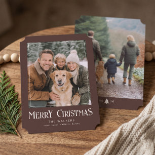 Cartes Pour Fêtes Annuelles Photo de Noël classique Joyeux Noël - Marron et Cr