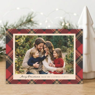 Cartes Pour Fêtes Annuelles Photo de Noël classique moderne rouge et noir à ca