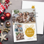 Cartes Pour Fêtes Annuelles Photo de Noël Collage Arbre Ornament Or<br><div class="desc">Envoyez vos voeux de Noël à votre famille et à vos amis avec cette carte de Noël minime et moderne. Le design comprend un joli graphisme ornemental d'or et de l'espace pour 3 images... 1 horizontales et 2 petites images carrés. Ajoutez votre propre message personnel sur le dos, ou utilisez...</div>