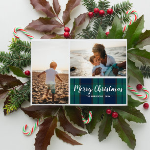 Cartes Pour Fêtes Annuelles Photo de Noël Collage Black Watch Plaid