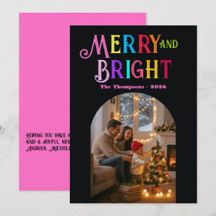 Cartes Pour Fêtes Annuelles Photo de Noël coloré Merry & Bright