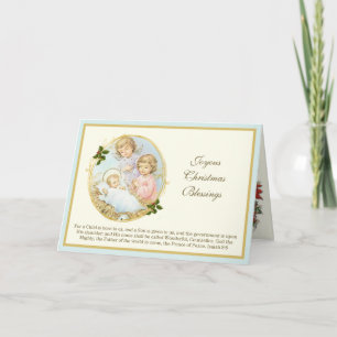 Cartes Pour Fêtes Annuelles Photo de Noël Crèche Jésus anges vintage