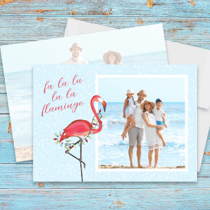 Cartes Pour Fêtes Annuelles Photo de Noël Cute Beach Flamant rose tropical ros