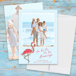 Cartes Pour Fêtes Annuelles Photo de Noël Cute Beach Flamant rose tropical ros<br><div class="desc">Ce design comprend une photo de Noël mignonette lumières carte photo, avec un plaisir fantaisiste festif rose bleu, une typographie de script de calligraphie stylisée, une plage tropicale vacances rose flamingo thème, avec une aquarelle unique bleu créatif mignon, deux portrait photo verticale, une photo de famille simple modèle, un carte...</div>