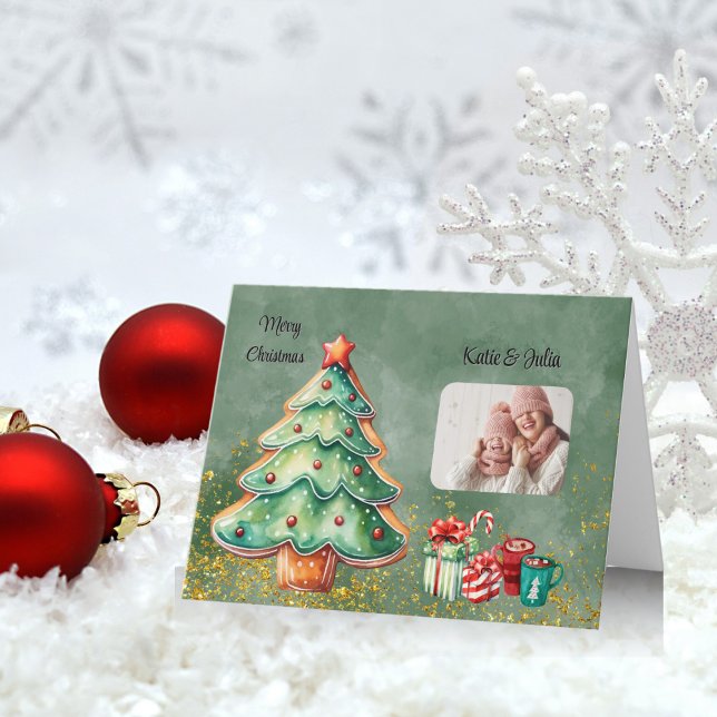 Cartes Pour Fêtes Annuelles Photo de Noël d'aquarelle envoûtante (Créateur téléchargé)