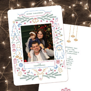 Cartes Pour Fêtes Annuelles Photo de Noël d'art folklorique vintage