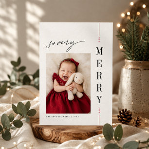 Cartes Pour Fêtes Annuelles Photo de Noël de bébé avec un script élégant très