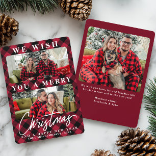 Cartes Pour Fêtes Annuelles Photo de Noël de Buffalo Rouge moderne