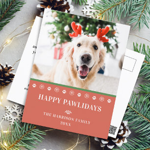 Cartes Pour Fêtes Annuelles Photo de Noël de chien Joyeux Pawlidays