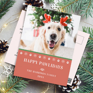 Cartes Pour Fêtes Annuelles Photo de Noël de chien Joyeux Pawlidays