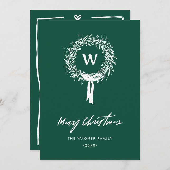 Cartes Pour Fêtes Annuelles Photo de Noël de Doodle Levé à la main lunaire (Devant / Derrière)