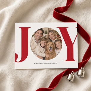 Cartes Pour Fêtes Annuelles Photo de Noël de famille au style rond et serif gr