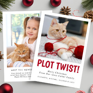 Cartes Pour Fêtes Annuelles Photo de Noël de famille avec un nouveau chaton dr