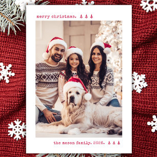 Cartes Pour Fêtes Annuelles Photo de Noël de famille de machine à écrire rouge