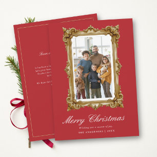 Cartes Pour Fêtes Annuelles Photo de Noël de famille élégant dans un cadre dor