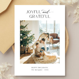 Cartes Pour Fêtes Annuelles Photo de Noël de famille joyeuse et reconnaissante