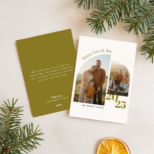 Cartes Pour Fêtes Annuelles Photo de Noël de famille minimaliste Peace Love Jo