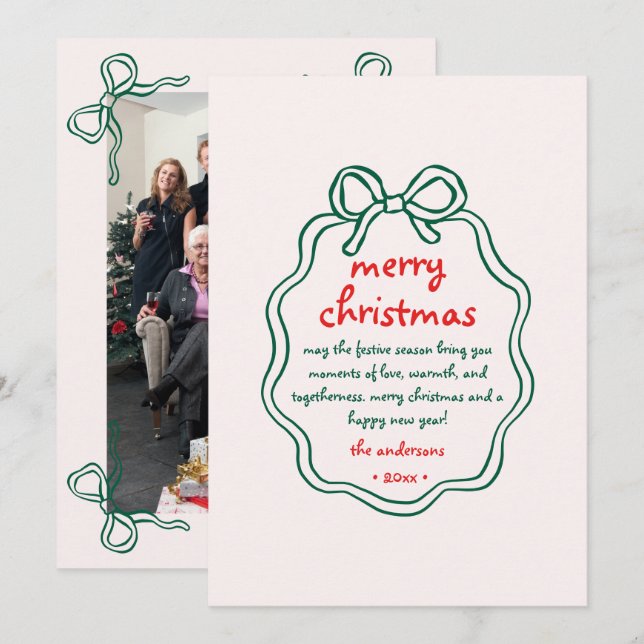 Cartes Pour Fêtes Annuelles Photo de Noël de la charpente de la mâchoire dessi (Devant / Derrière)