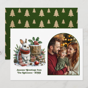 Cartes Pour Fêtes Annuelles Photo de Noël de la famille de lapins du bois doui