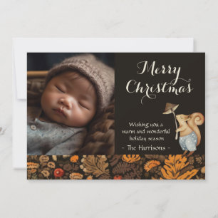 Cartes Pour Fêtes Annuelles Photo de Noël de la forêt de bois de Whimsical