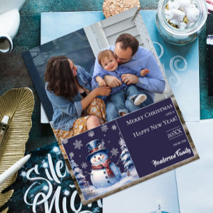 Cartes Pour Fêtes Annuelles Photo de Noël de la forêt d'hiver Pourpre