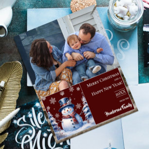 Cartes Pour Fêtes Annuelles Photo de Noël de la forêt d'hiver   Red