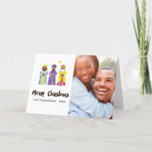 Cartes Pour Fêtes Annuelles Photo de Noël de la Nativité aquarelle