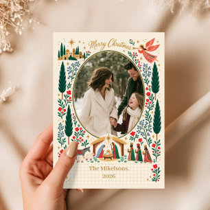 Cartes Pour Fêtes Annuelles Photo de Noël de la Nativité en famille