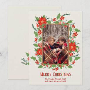 Cartes Pour Fêtes Annuelles Photo de Noël de la végétation de Poinsettia
