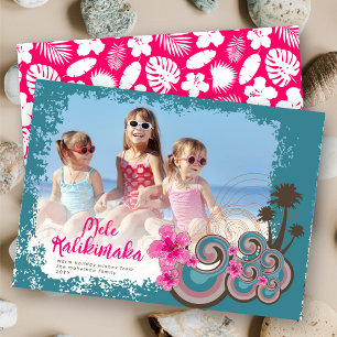 Cartes Pour Fêtes Annuelles Photo de Noël de Mele Kalikimaka Hibiscus Palm Tre