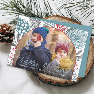Cartes Pour Fêtes Annuelles Photo de Noël de verdure hivernale moderne