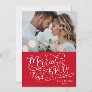 Cartes Pour Fêtes Annuelles Photo de Noël des jeunes mariés 1ère année