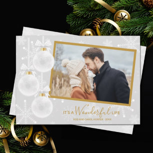 Cartes Pour Fêtes Annuelles Photo de Noël des ornements blancs