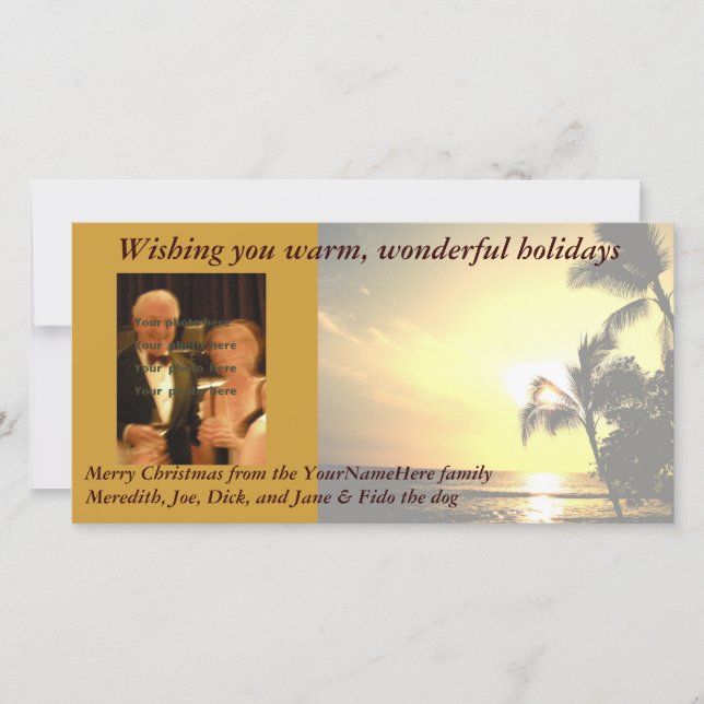 Cartes Pour Fêtes Annuelles Photo de Noël des palmiers (Devant)