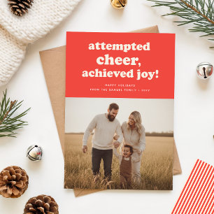 Cartes Pour Fêtes Annuelles Photo de Noël drôle de Joie Atteinte par une Tenta