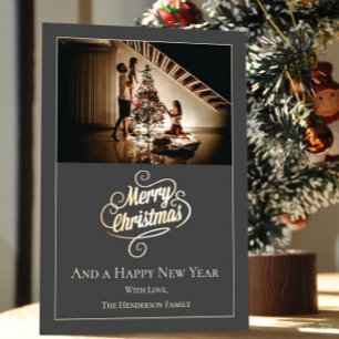 Cartes Pour Fêtes Annuelles Photo de Noël Elegance Moderne Gris