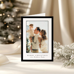 Cartes Pour Fêtes Annuelles Photo de Noël élégant avec bordure noire minimale