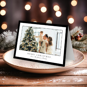 Cartes Pour Fêtes Annuelles Photo de Noël élégant avec bordure noire minimale