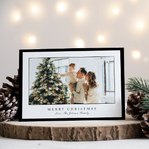 Cartes Pour Fêtes Annuelles Photo de Noël élégant avec bordure noire minimale