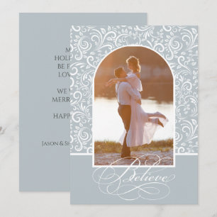 Cartes Pour Fêtes Annuelles Photo de Noël Élégant Croire