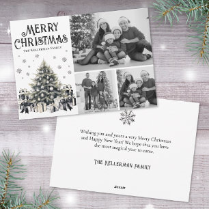 Cartes Pour Fêtes Annuelles Photo de Noël Élégant Noir Blanc