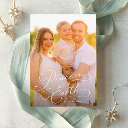 Cartes Pour Fêtes Annuelles Photo de Noël élégant Paix sur terre