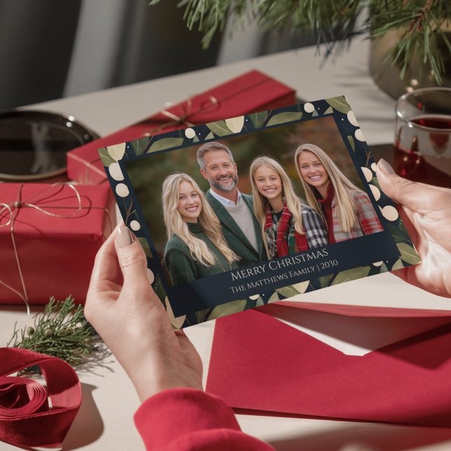 Cartes Pour Fêtes Annuelles Photo de Noël Elegant Snowberry (Comes with a standard white envelope)