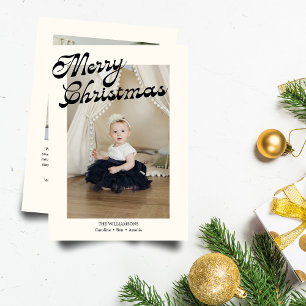 Cartes Pour Fêtes Annuelles Photo de Noël élégant vintage noir et blanc