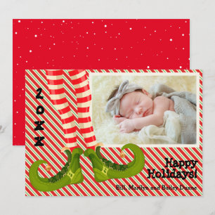 Cartes Pour Fêtes Annuelles Photo de Noël Elf Legs