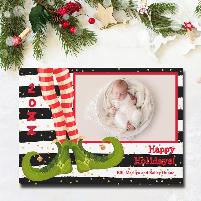 Cartes Pour Fêtes Annuelles Photo de Noël Elf Legs (Elf legs Christmas holiday photo cards)